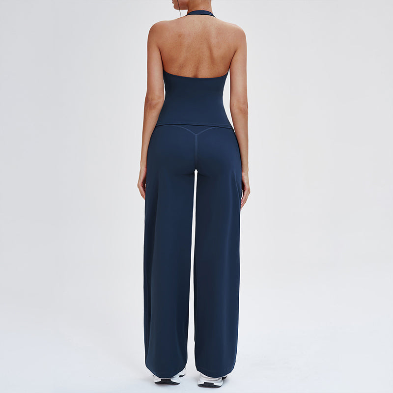 Wholesale open-back tank top + loose wide-leg pants