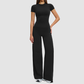 Wholesale fitted short-sleeved top + loose wide-leg pants