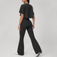 Wholesale round neck short sleeved top+flared pants 2-piece set