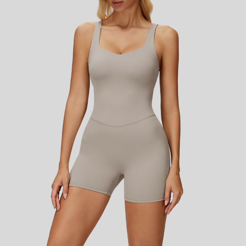 Shorts jumpsuit with cutout back