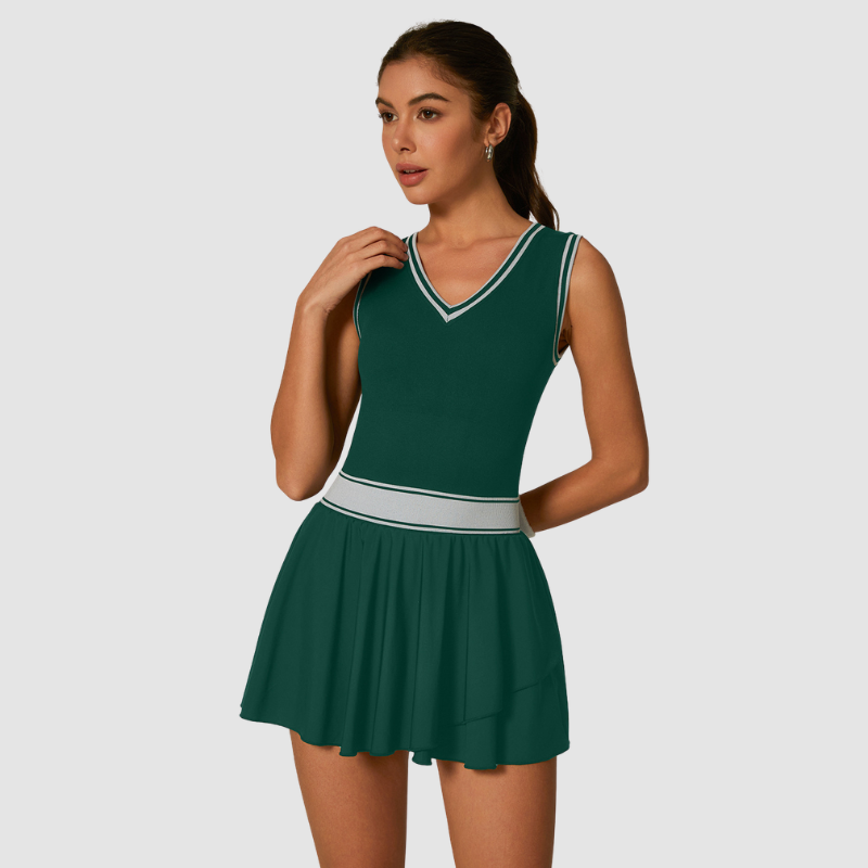 Wholesale contrasting one-piece ruffled tennis skirt