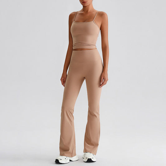 Thin straps tank top + Flared Leg pants 2-piece set