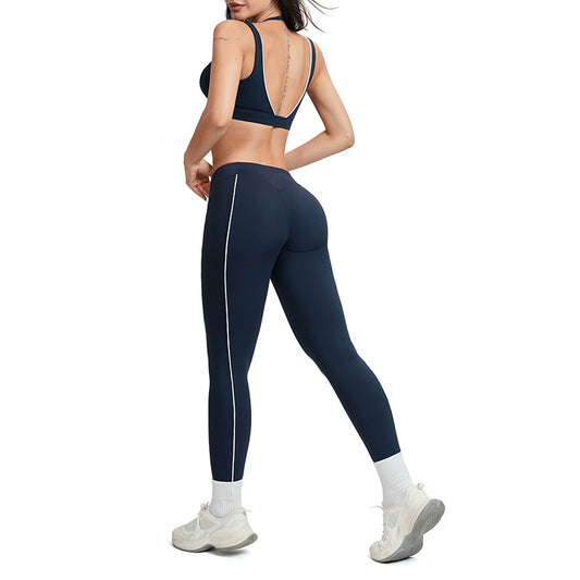Wholesale Color-block backless bra + high-waisted | Wonderxfans bulk activewear