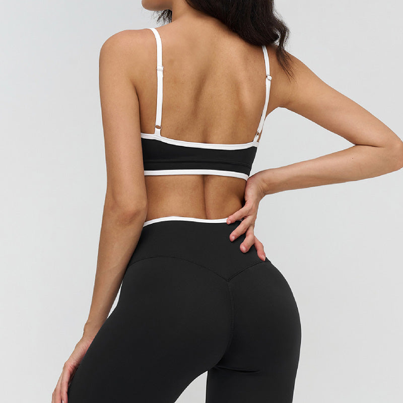 Women's Contrast Color Thin Strap Sports Bra