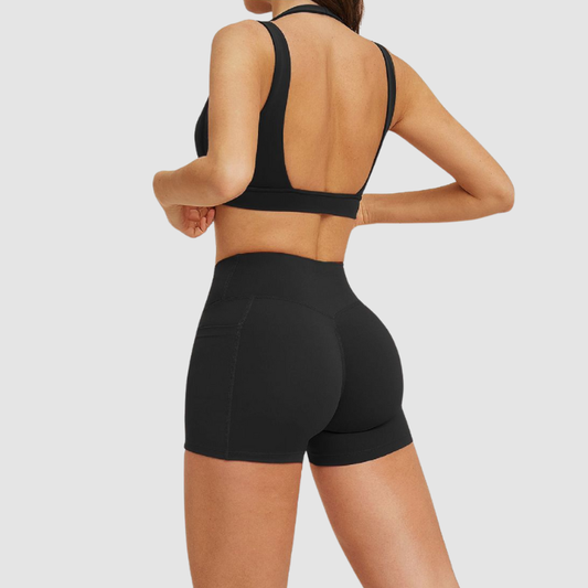Wholesale halter-neck sports bra + shorts | Wonderxfans bulk activewear