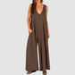 Wholesale Women's Casual Pocket loungewear Maxi skirt – Sleeveless Milk Silk Wide Leg Romper