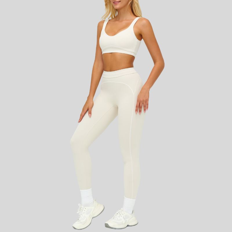 Contrasting Color Sports Bra + high waist leggings 2-piece set