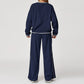 Contrasting Color long sleeve Sweatshirt + loose Sweatpants 2 pieces set