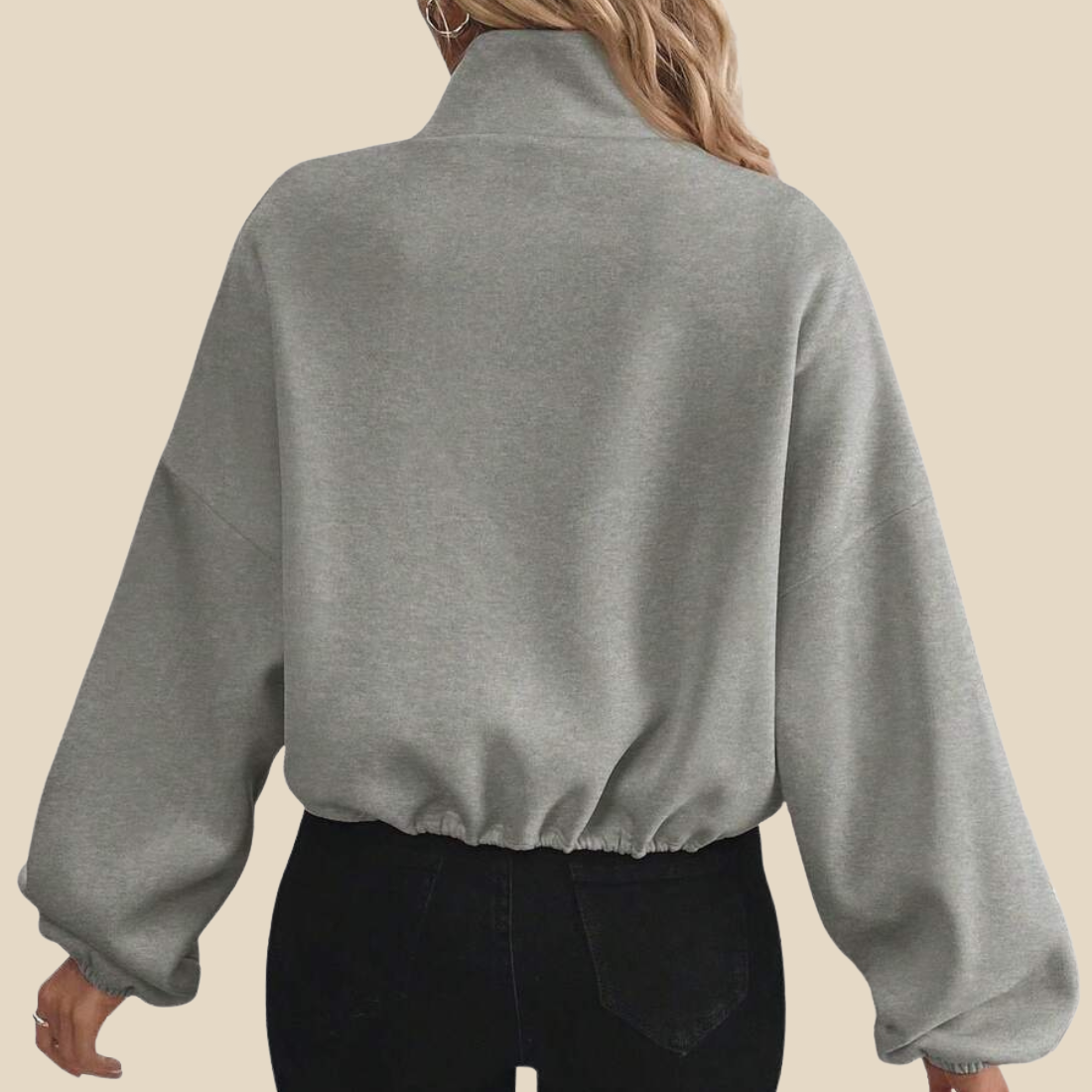 [Women's Casual Activewear] Fleece-Lined Stand-Collar Zip Jacket