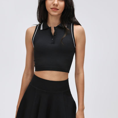 Wholesale POLO collar contrasting color yoga top