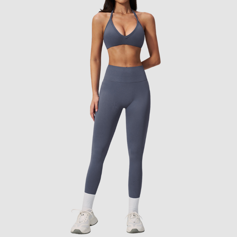 Wholesale Women's Seamless Sports Bra and Leggings Set – Open-Back Yoga Set
