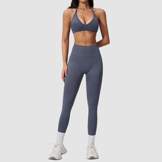 Wholesale Women's Seamless Sports Bra and Leggings Set – Open-Back Yoga Set