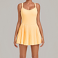 Wholesale Women's Fake Two-Piece Tennis Dress – Anti-Exposure Pleated Yoga Skirt w/ Built-in Shorts
