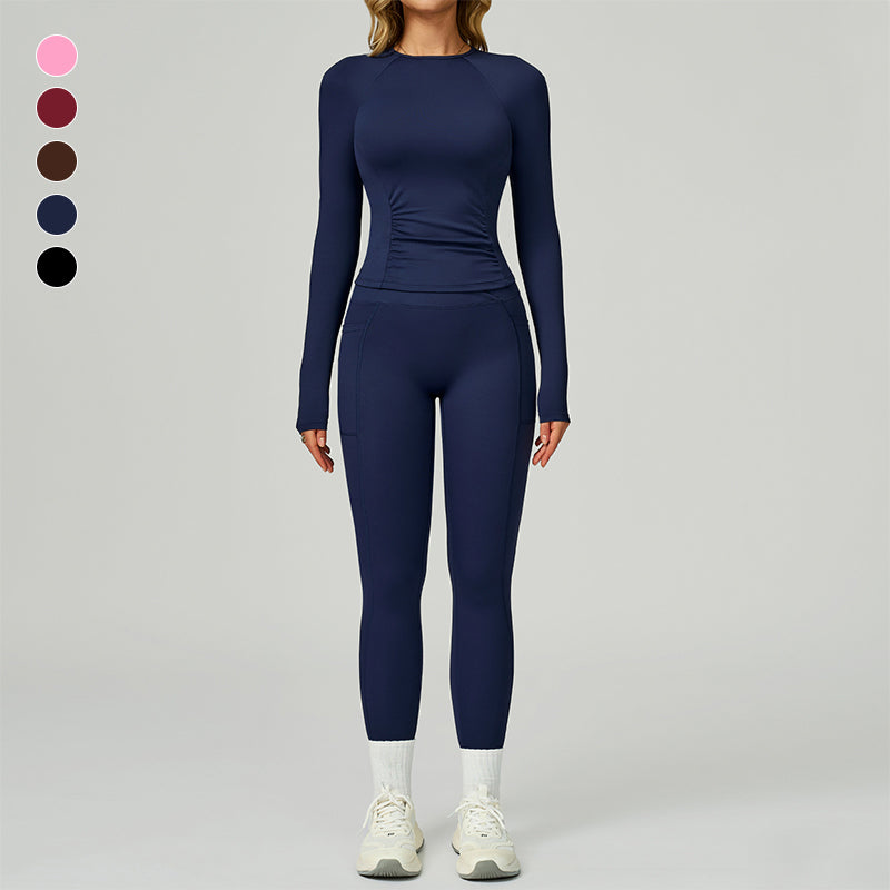 Long sleeve Sports top + High-waisted leggings 2-Piece Set