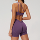 Wholesale Seamless One-Shoulder Sports Bra & High-Waist Biker Shorts Set – Quick-Dry Yoga 2-Piece