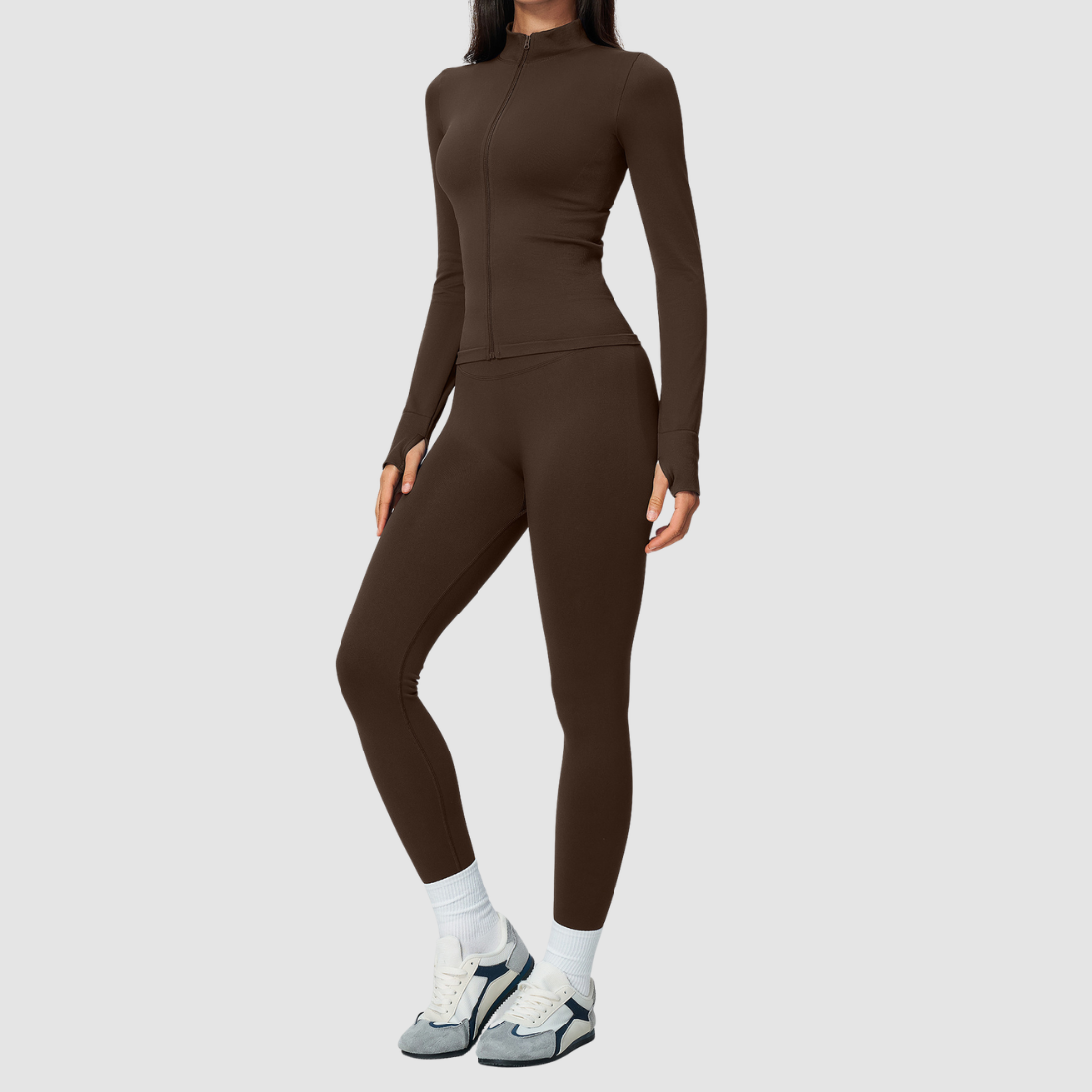 Wholesale Women's Stand-Collar Cardigan & High-Waist Leggings Yoga Set