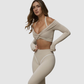 Wholesale High-Elasticity Quick-Dry V-Neck Cropped Yoga | Wonderxfans bulk activewear