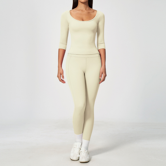 Wholesale Women's Mid-Sleeve Long Pants Yoga Set