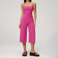 Wholesale Women's Brushed Spaghetti-Strap Tank Top & Wide-Leg Cropped Pants Set – Seam-Detail 2-Piece Yoga Set