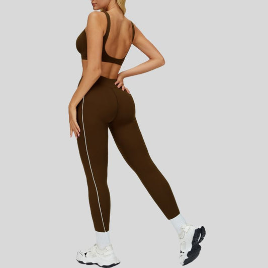 Wholesale Beautiful Backless Sports Bra+High-waisted contrasting | Wonderxfans bulk activewear