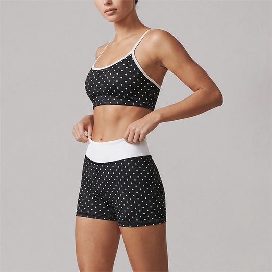 Wholesale Wave Point Quick Dry Naked Feel Vest+High Waist Short Set (Pre-sale)