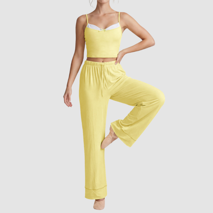 Wholesale Women's Yoga Bra & Wide-Leg Pants Set – High-Stretch Training Suit
