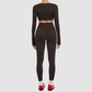 Wholesale Women's Activewear Cropped Long-Sleeve Top & High-Waist Leggings Yoga Set