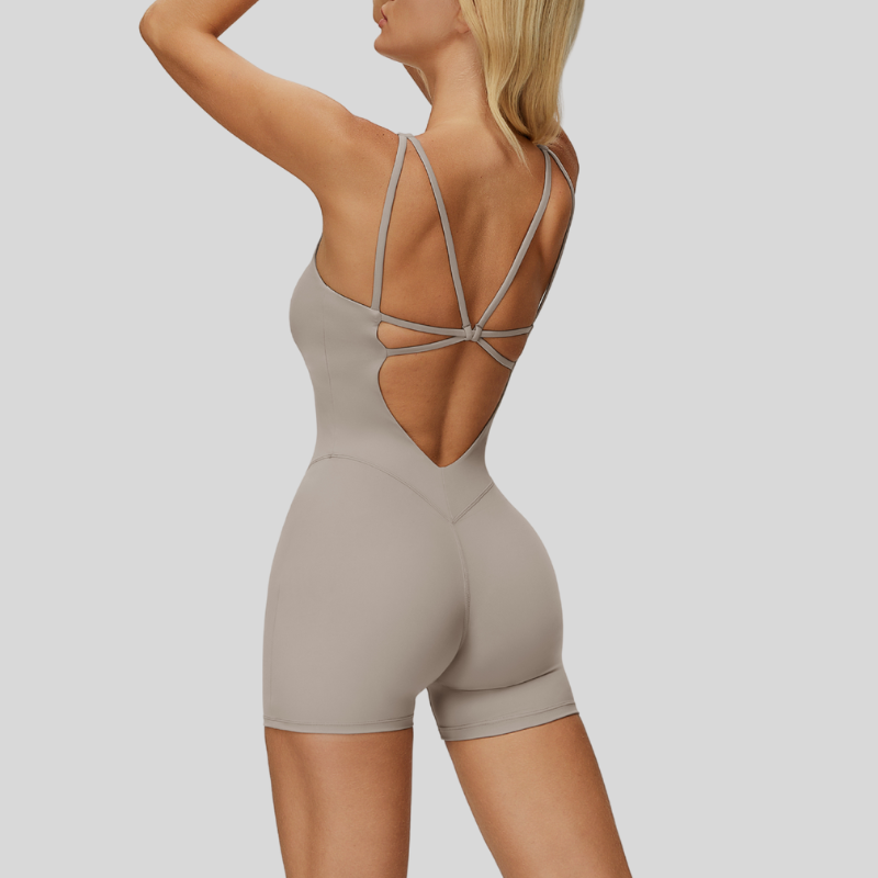 Shorts jumpsuit with cutout back