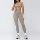 Halter-neck open-back sports bra + high-waisted leggings 2-piece set