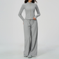 Wholesale Women's Stand-Collar Zip Jacket & Wide-Leg Pants Yoga Set