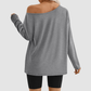 Wholesale Women's Contrast Off-Shoulder Long Sleeve Top