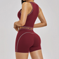 Wholesale Color Block Yoga Halter Vest + Shorts 2-Piece Set