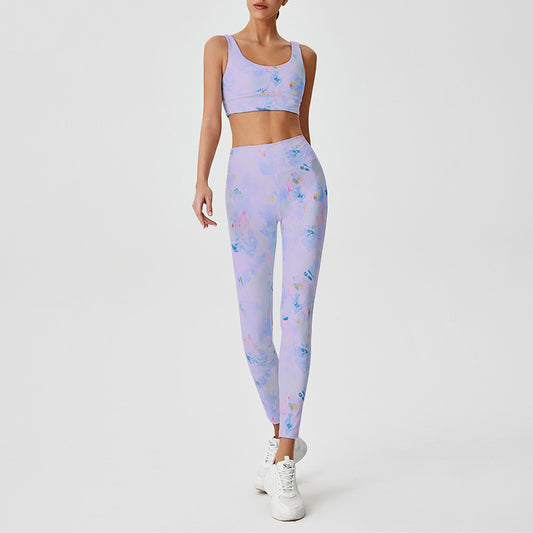 Camuflage estampado deportivo sujetador + leggings de cintura alta set de 2 piezas