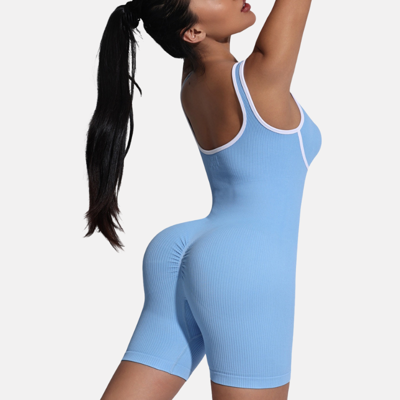 Women's V-neck seamless U-shaped back outdoor yoga jumpsuit