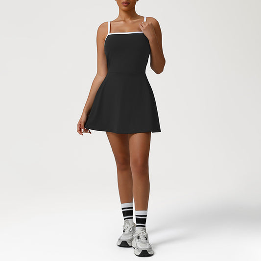 Wholesale Spaghetti Strap Color-Blocked Anti-Exposure Tennis | Wonderxfans bulk activewear