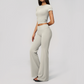 Wholesale Women's Buttery Soft Short Sleeve Crop Top & Flare Pants Yoga Set