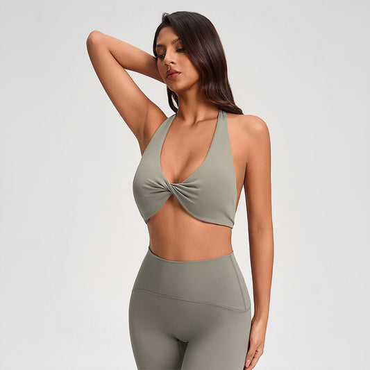 Wholesale V-neck Twist Sports Bra | Wonderxfans bulk activewear