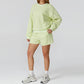 Contrasting Color long sleeve Sweatshirt + loose shorts 2 pieces set