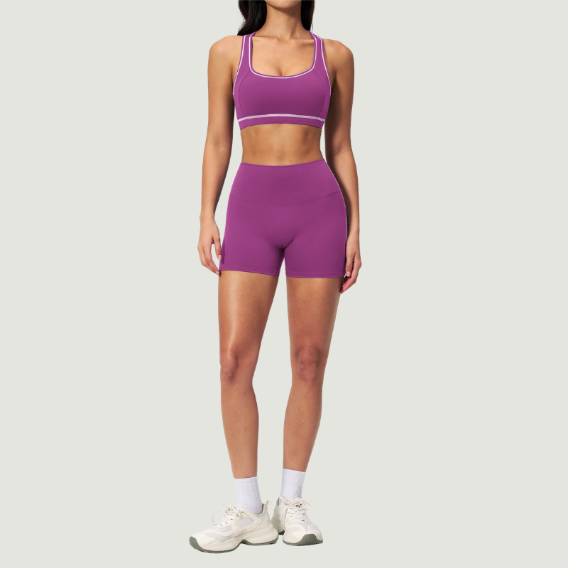 Wholesale Women's Seam-Detail Colorblock High-Waist Booty Shorts – Butt-Lifting Yoga Gym Activewear