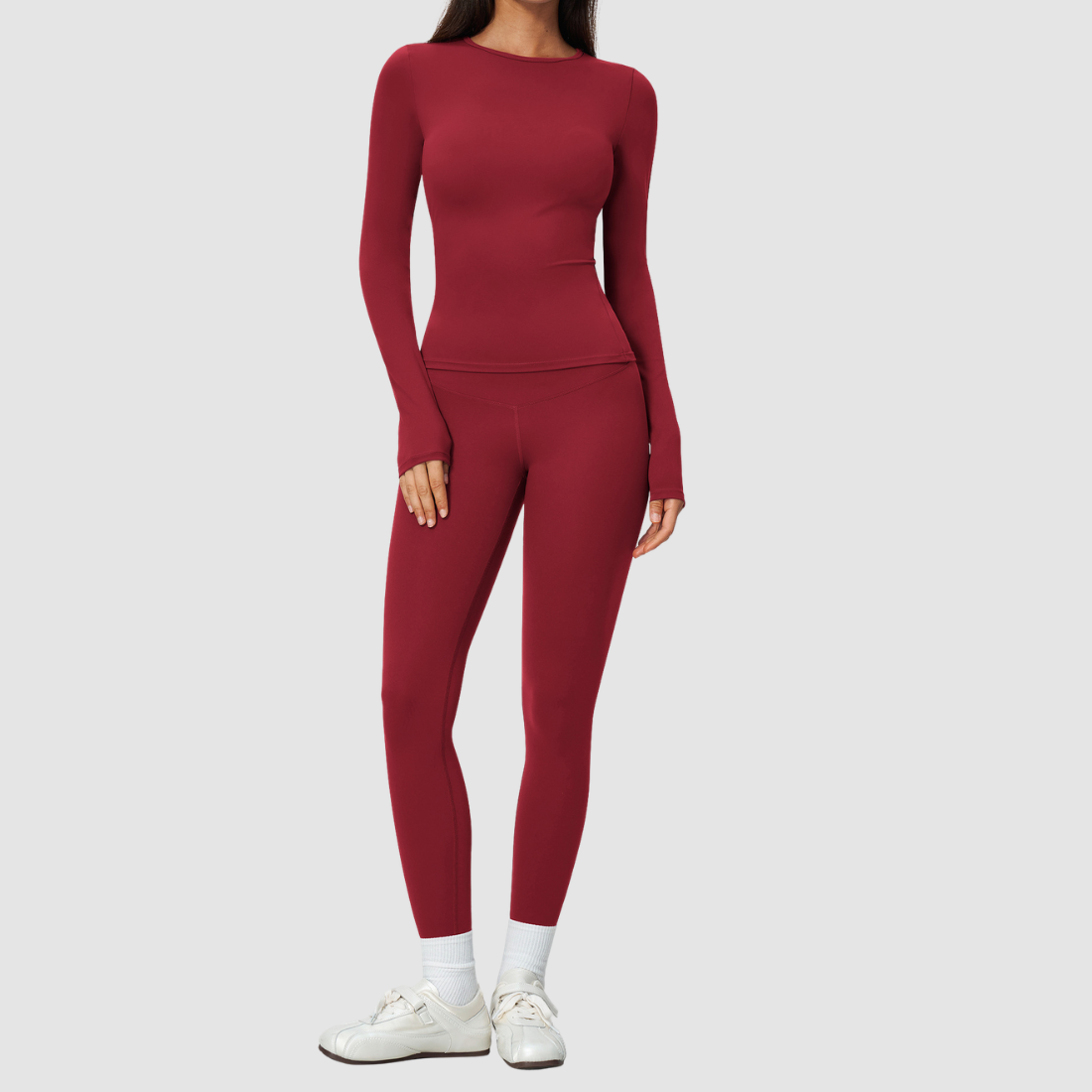 Wholesale Women's Nylon Spandex Activewear Set – Long Sleeve Tops & Leggings