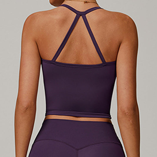 Brushed cross back and thin straps yoga tank top