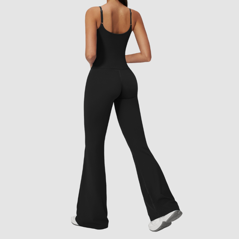 Wholesale Seam-Detail Racerback Tank Top & High-Waist Flare Leggings Set – Brushed Yoga 2-Piece