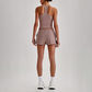 Wholesale Naked-Feel Racerback Sports Bra & High-Waist Biker Shorts Set – Sculpting Yoga 2-Piece