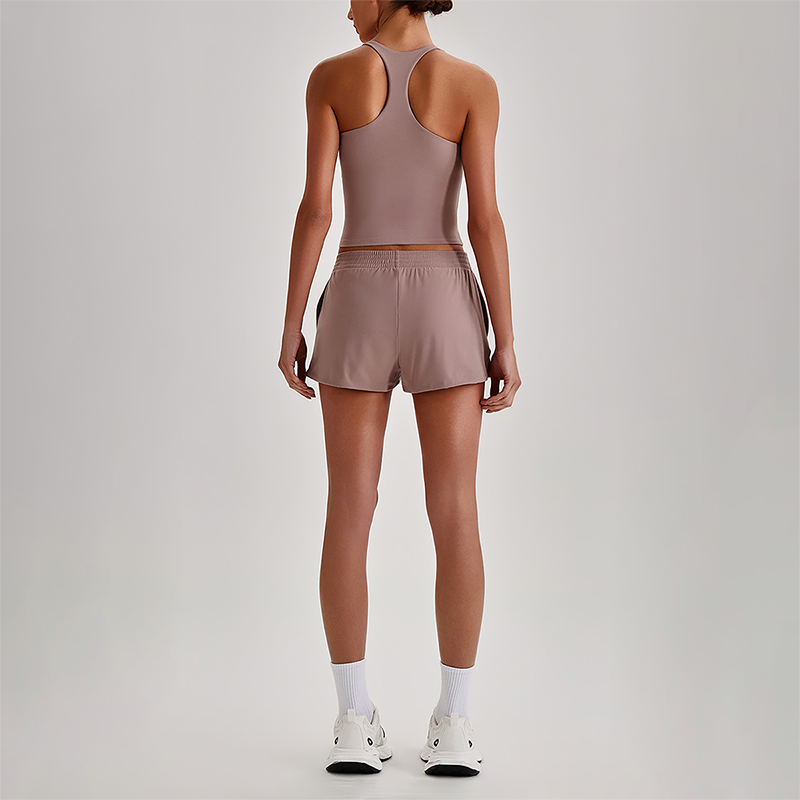 Wholesale Naked-Feel Racerback Sports Bra & High-Waist Biker Shorts Set – Sculpting Yoga 2-Piece
