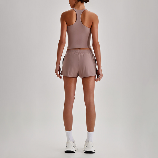 Wholesale Naked-Feel Racerback Sports Bra & High-Waist Biker Shorts Set – Sculpting Yoga 2-Piece
