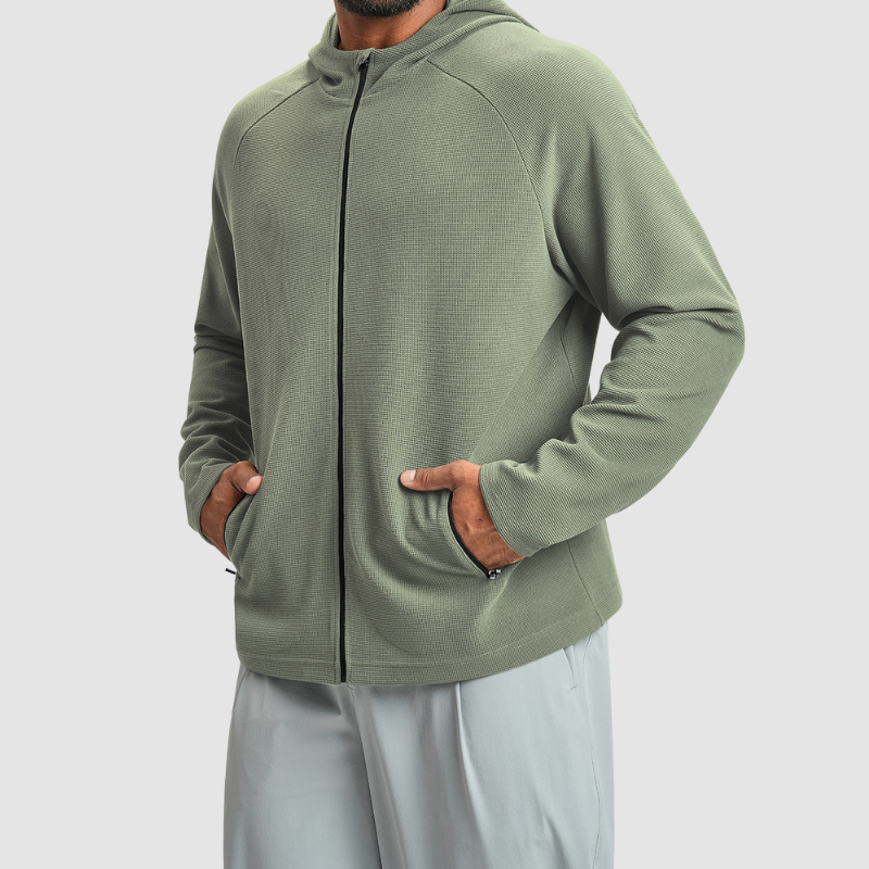 Wholesale Men Anti-static Hooded Zip-up Sports Jacket