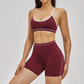 Wholesale Color Block Naked Yoga Halter Bra+Tight Shorts 2-Piece Set