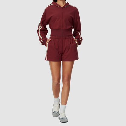 Wholesale Women's Zip Up Hoodie and Short Sweatpants Set