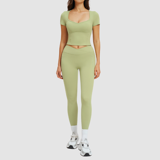 Wholesale solid color T-shirt + high-waisted | Wonderxfans bulk activewear