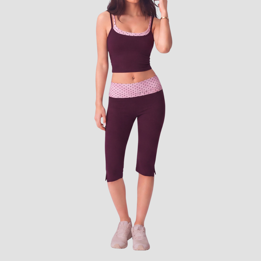 Wholesale Women's Padded Cami Vest + Capri Pants Yoga Set